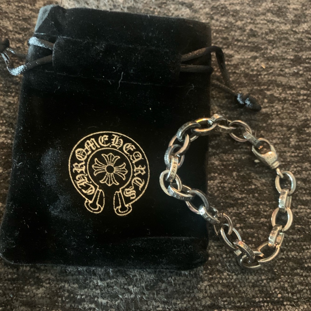 Chrome Hearts Silver Link Logo Bracelet —Small Size